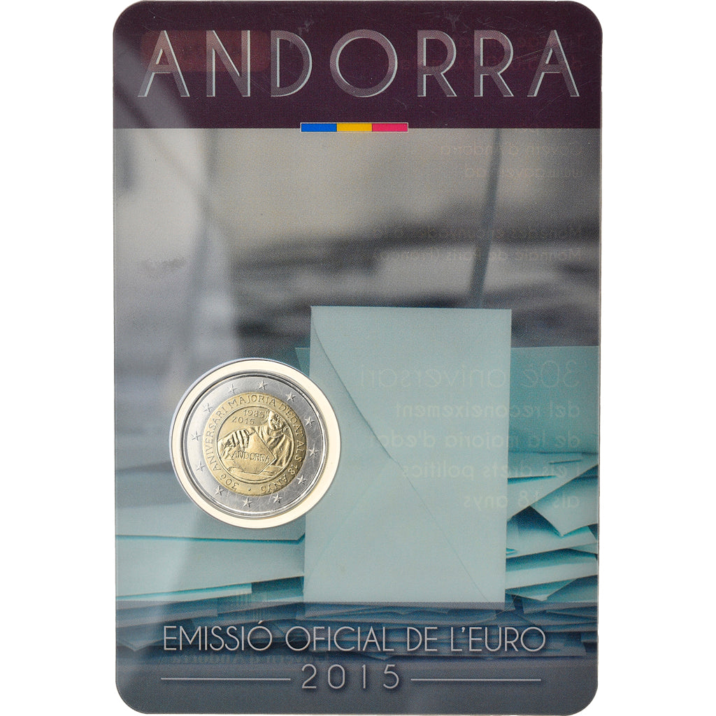 Andorra, 2 Euro, 30 Years of Political Rights, 2015, MS(65-70), Bi-Metallic