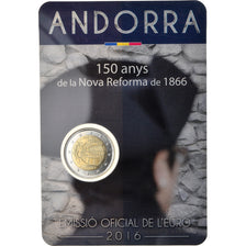 Andorra, 2 Euro, Réforme de 1866, 2016, BU, MS(65-70), Bi-Metallic