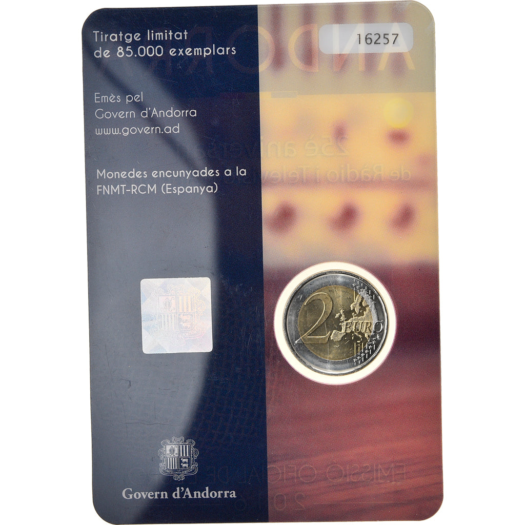 Andorra, 2 Euro, Radio et Télévision, 2016, BU, FDC, Bi-metallico