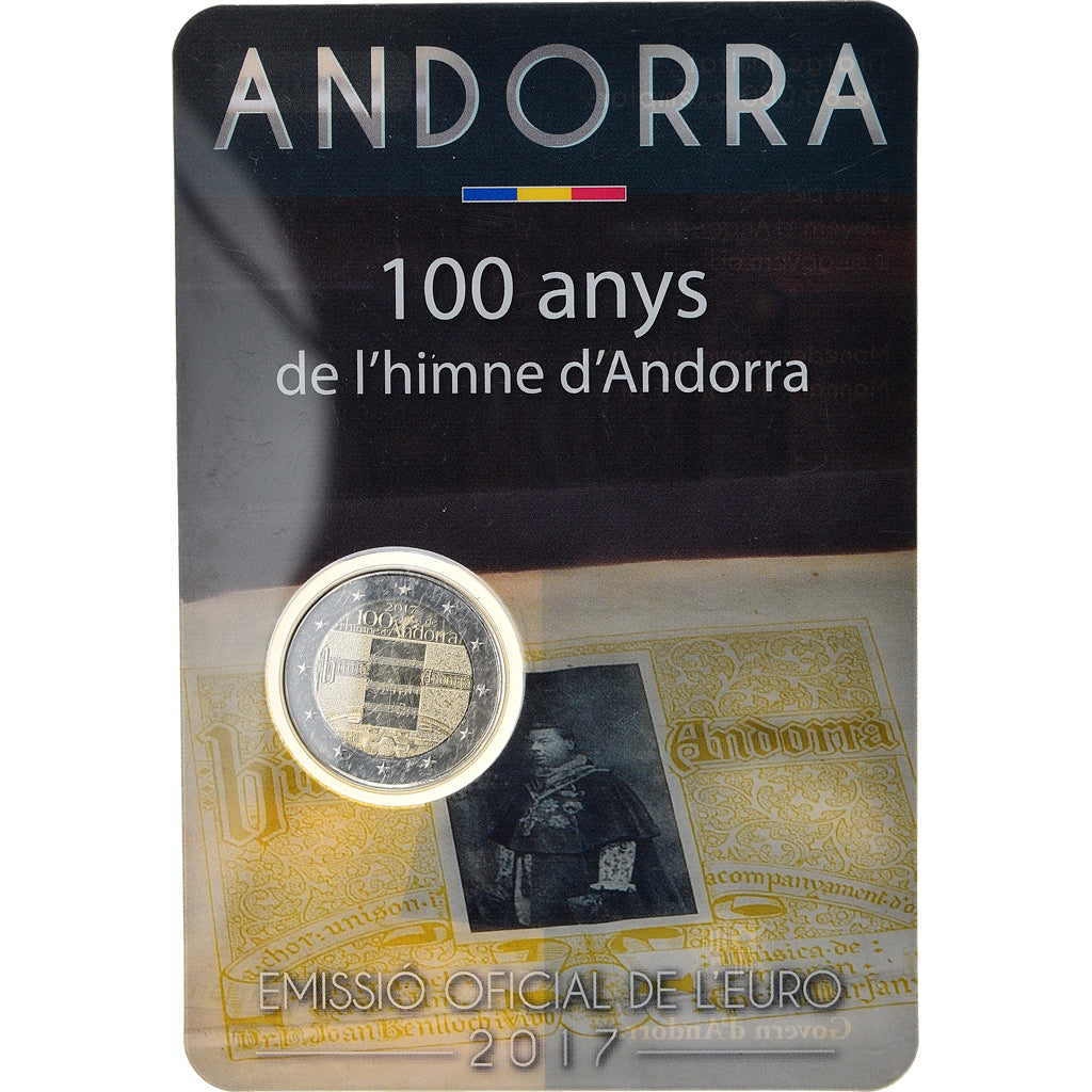 Andorra, 2 Euro, 100 Ans de l'hymne d'Andorre, 2017, BU, MS(65-70), Bi-Metallic