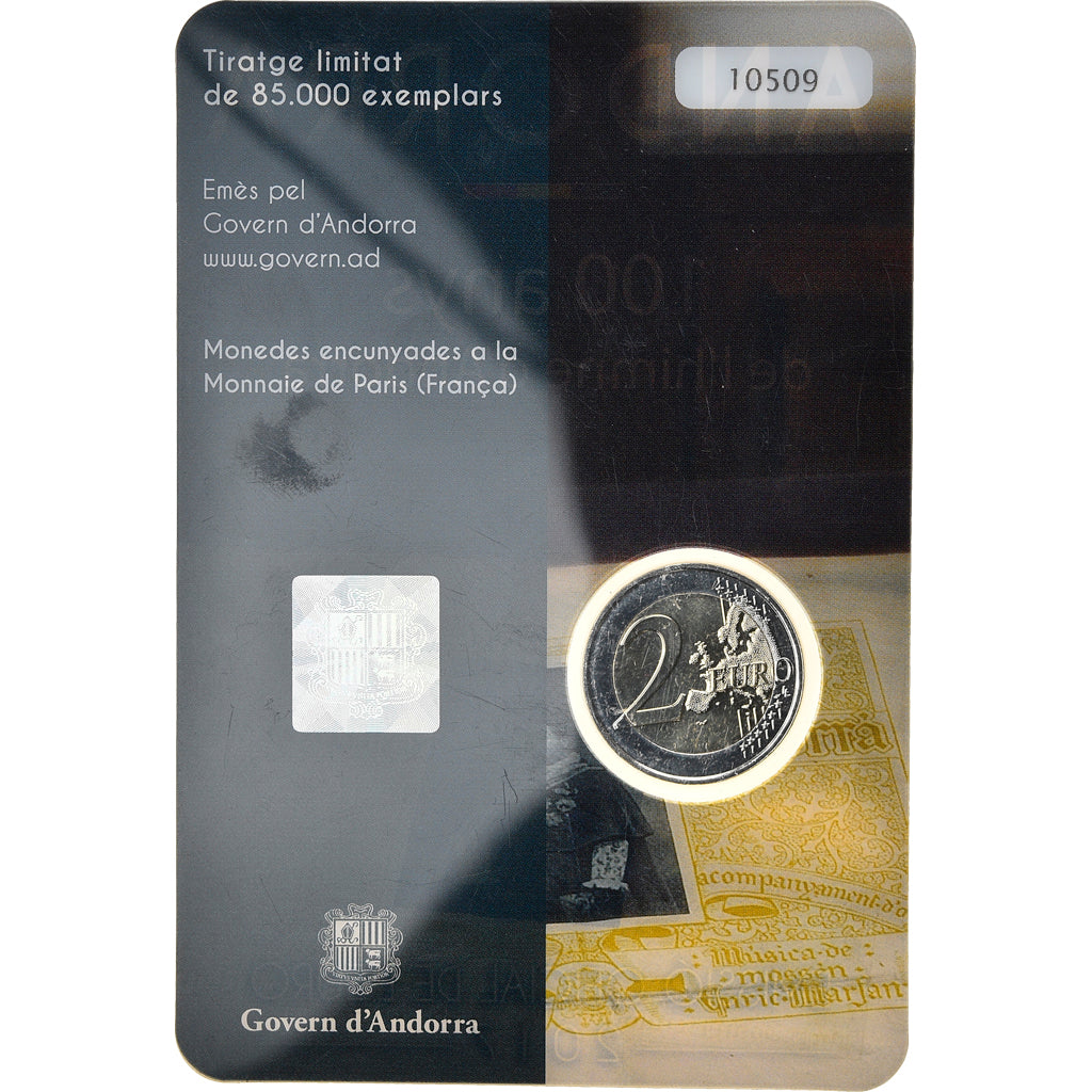 Andorra, 2 Euro, 100 Ans de l'hymne d'Andorre, 2017, BU, MS(65-70), Bi-Metallic
