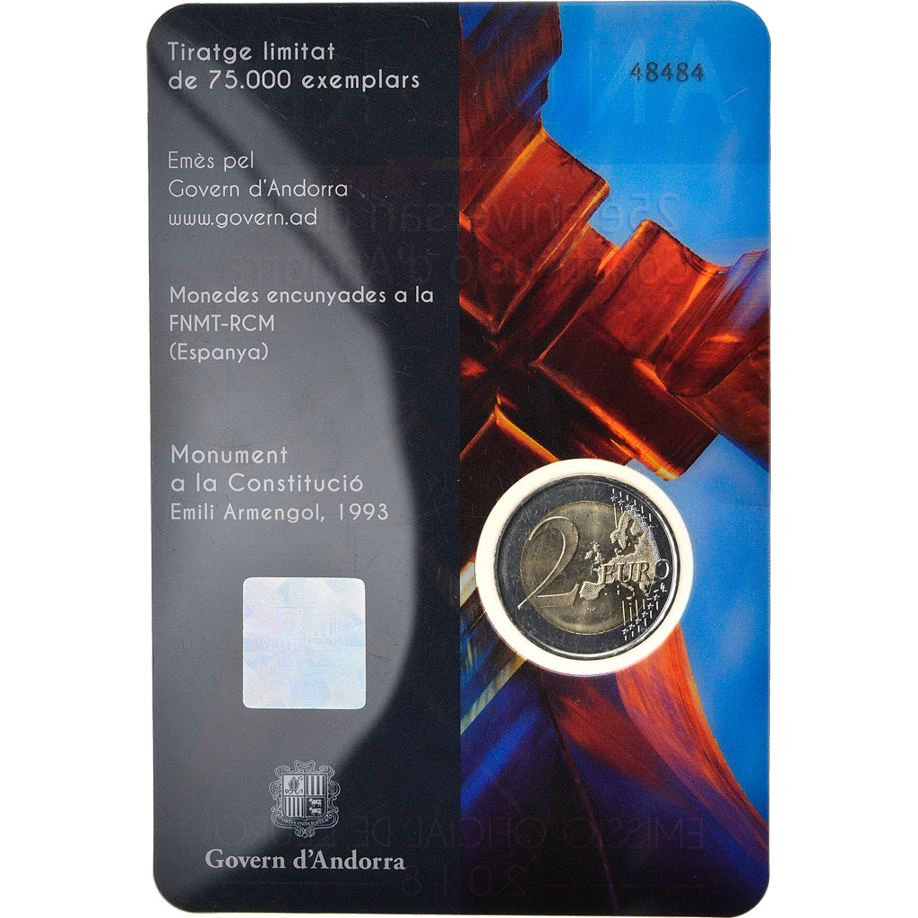 Andorra, 2 Euro, 25 years of Constitution, 2018, BU, MS(65-70), Bi-Metallic