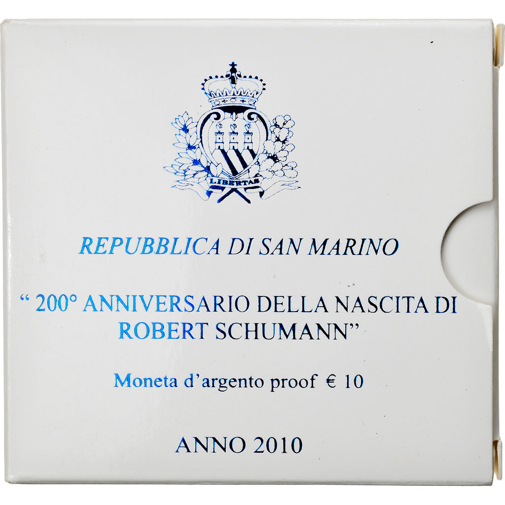 San Marino, 10 Euro, Schumann, 2010, MS(65-70), Silver, KM:497