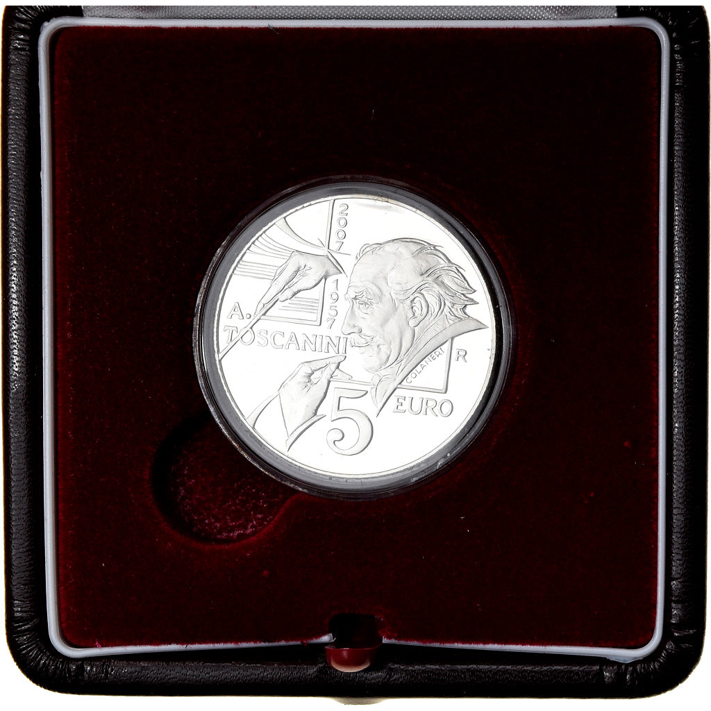 San Marino, 5 Euro, Toscanini, 2007, MS(65-70), Silver, KM:474