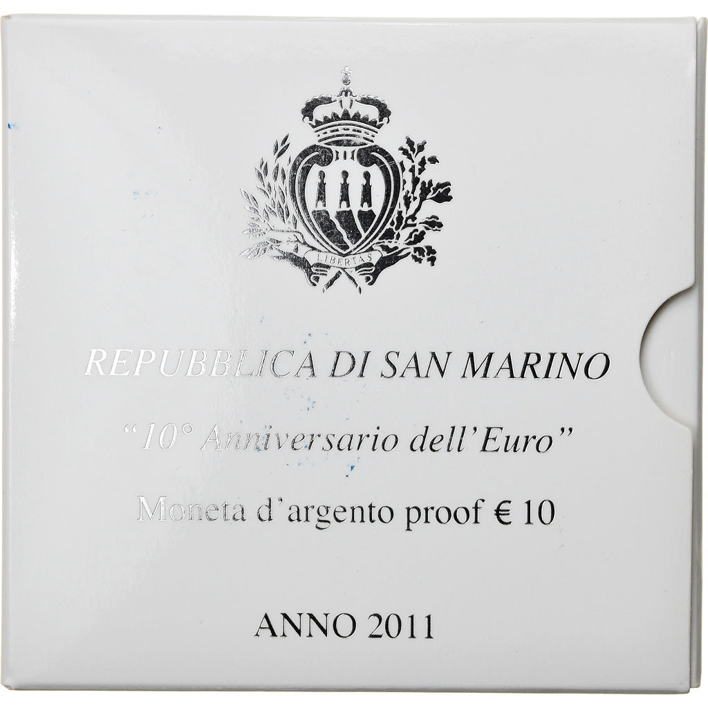 San Marino, 10 Euro, 10 ans de l'Euro, 2011, Rome, Proof, MS(65-70), Silver