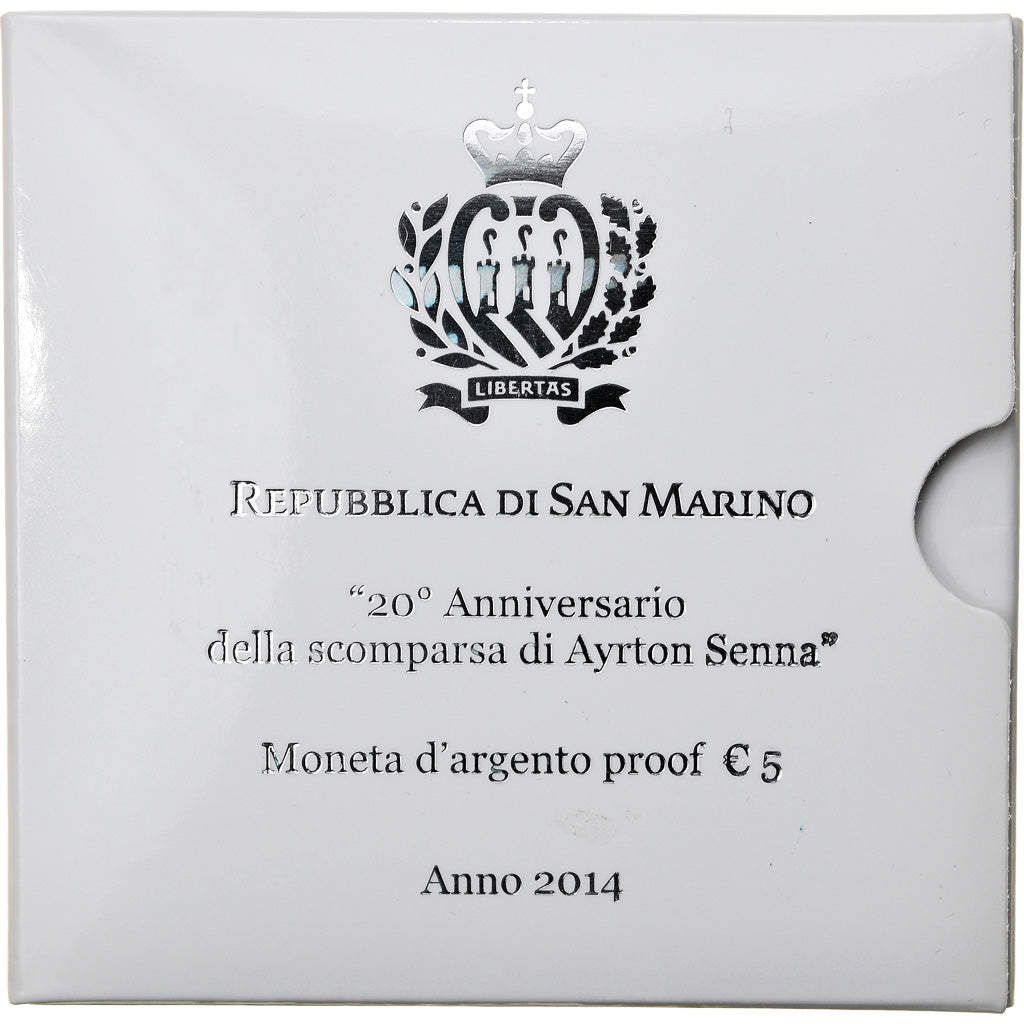 San Marino, 5 Euro, Ayrton Senna, 2014, MS(65-70), Silver