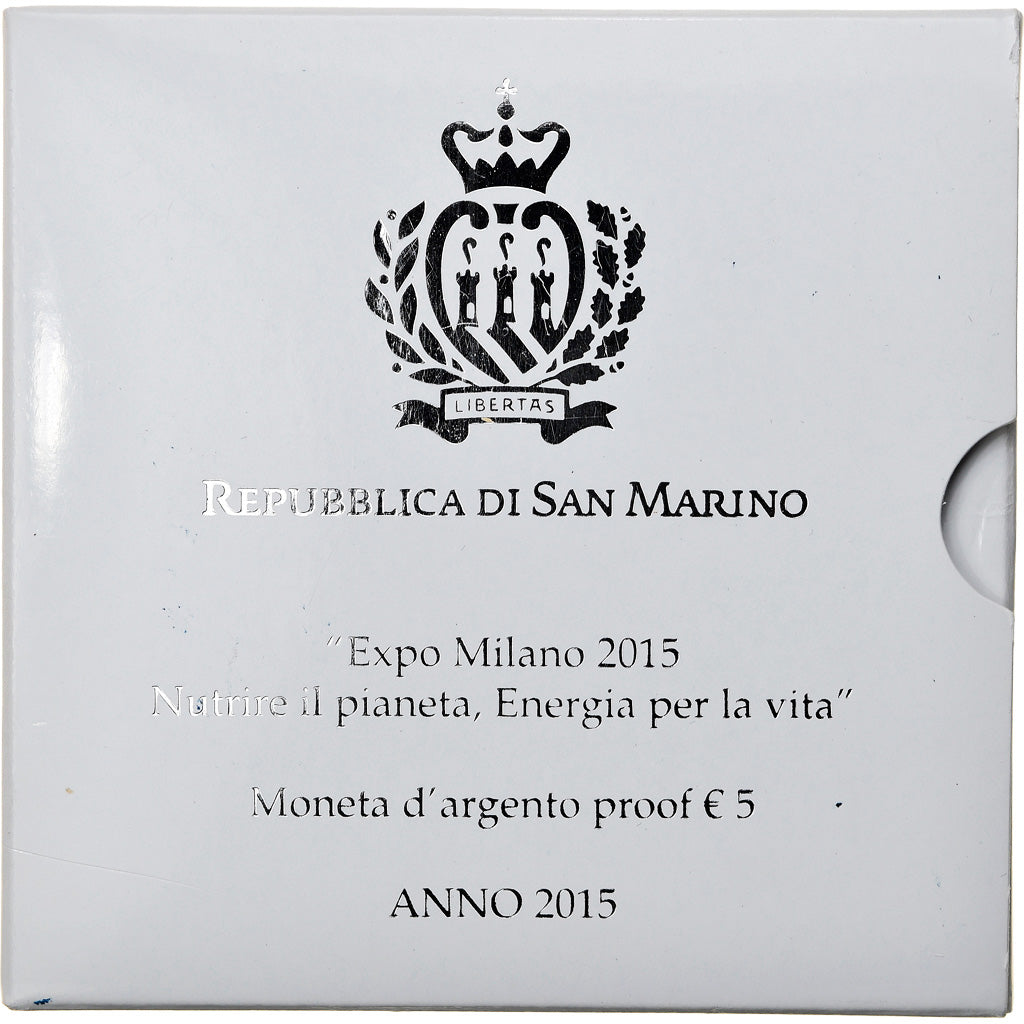 San Marino, 5 Euro, Exposition universelle, 2015, FDC, Argento