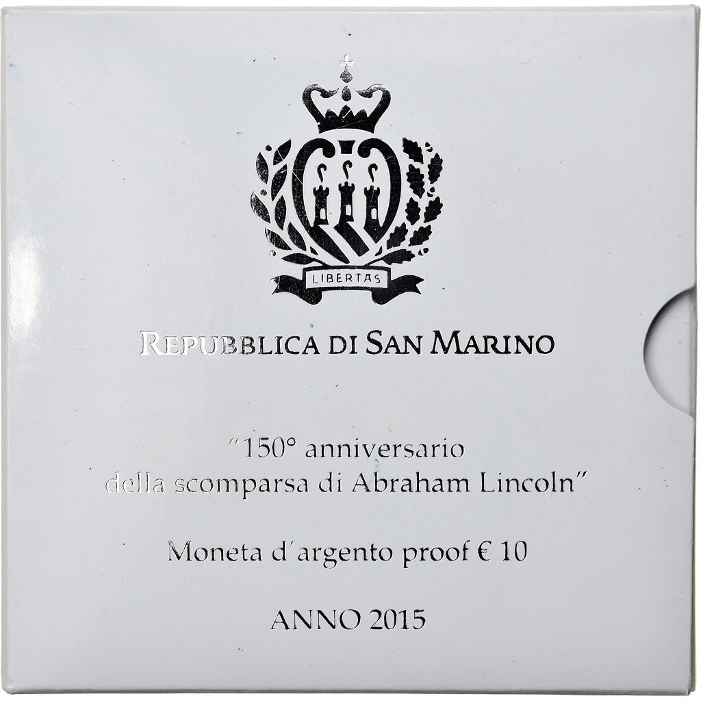 San Marino, 10 Euro, Abraham Lincoln, 2015, STGL, Silber