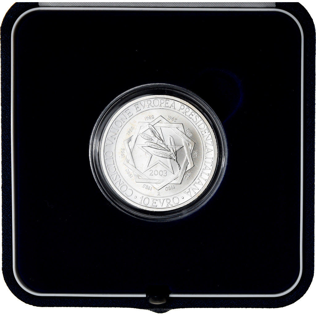 Italy, 10 Euro, Présidence de l'UE, 2003, Rome, MS(65-70), Silver, KM:259
