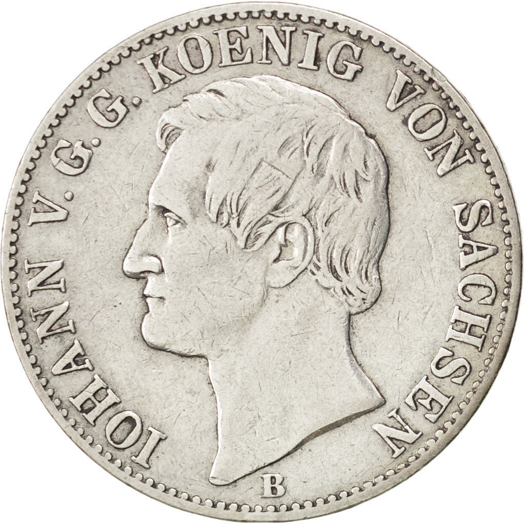GERMAN STATES, Thaler, 1860, Dresde, KM #1210, VF(30-35), Silver, 18.29