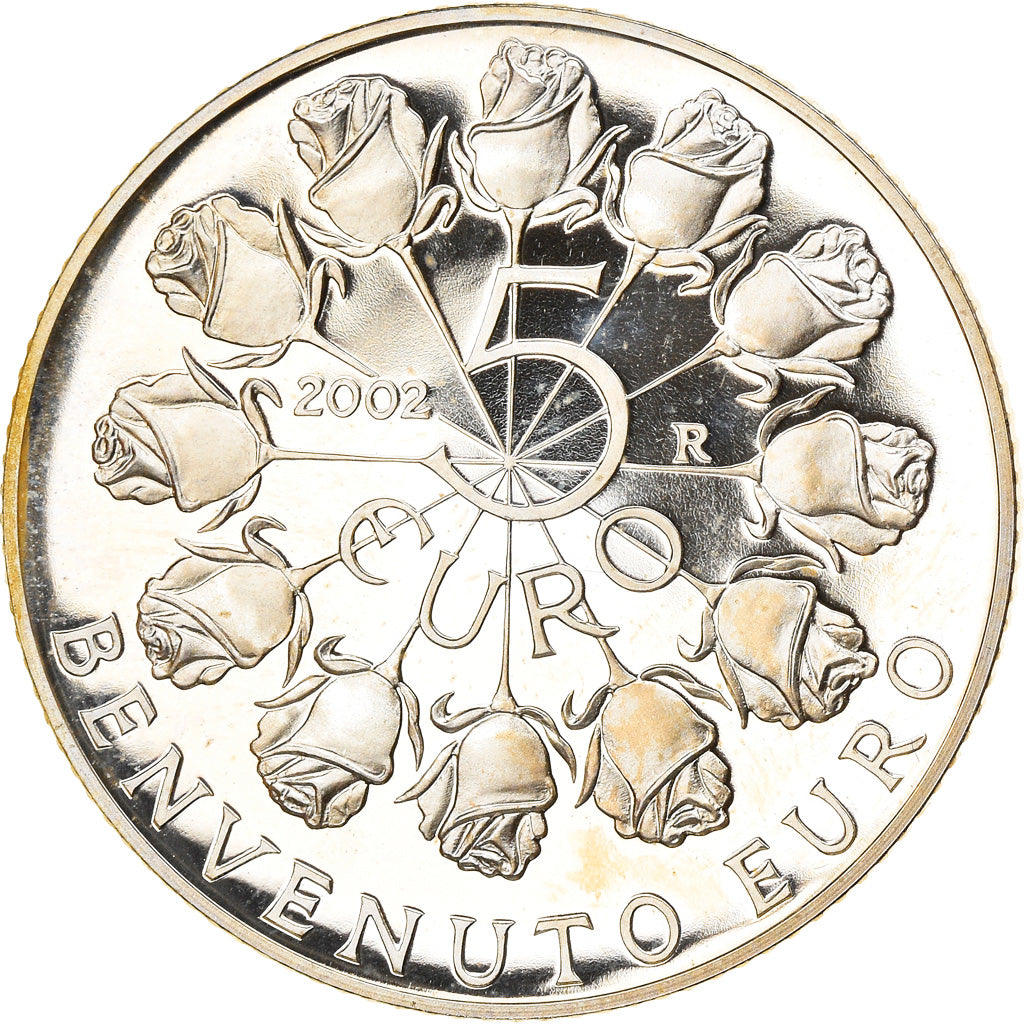 San Marino, 5 Euro, Bienvenue à l'Euro, 2002, MS(65-70), Silver, KM:448