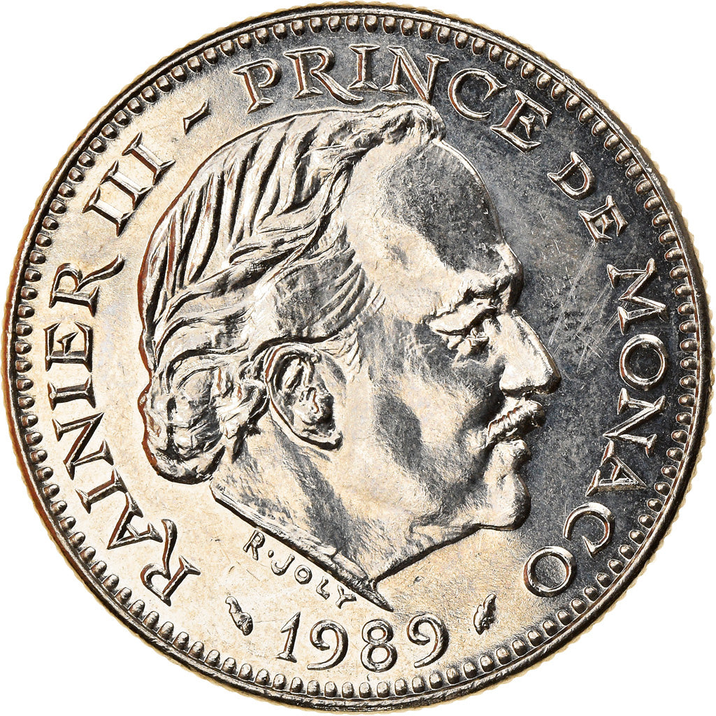 Coin, Monaco, Rainier III, 5 Francs, 1989, AU(55-58), Copper-nickel, KM:150