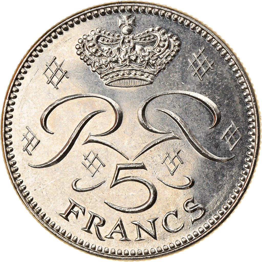 Coin, Monaco, Rainier III, 5 Francs, 1989, AU(55-58), Copper-nickel, KM:150