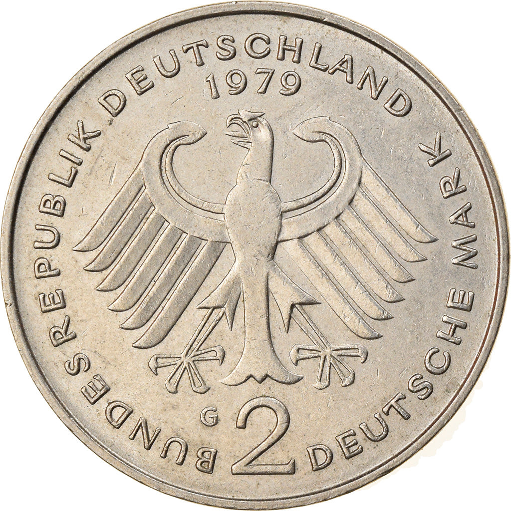 Coin, GERMANY - FEDERAL REPUBLIC, 2 Mark, 1979, Karlsruhe, EF(40-45)
