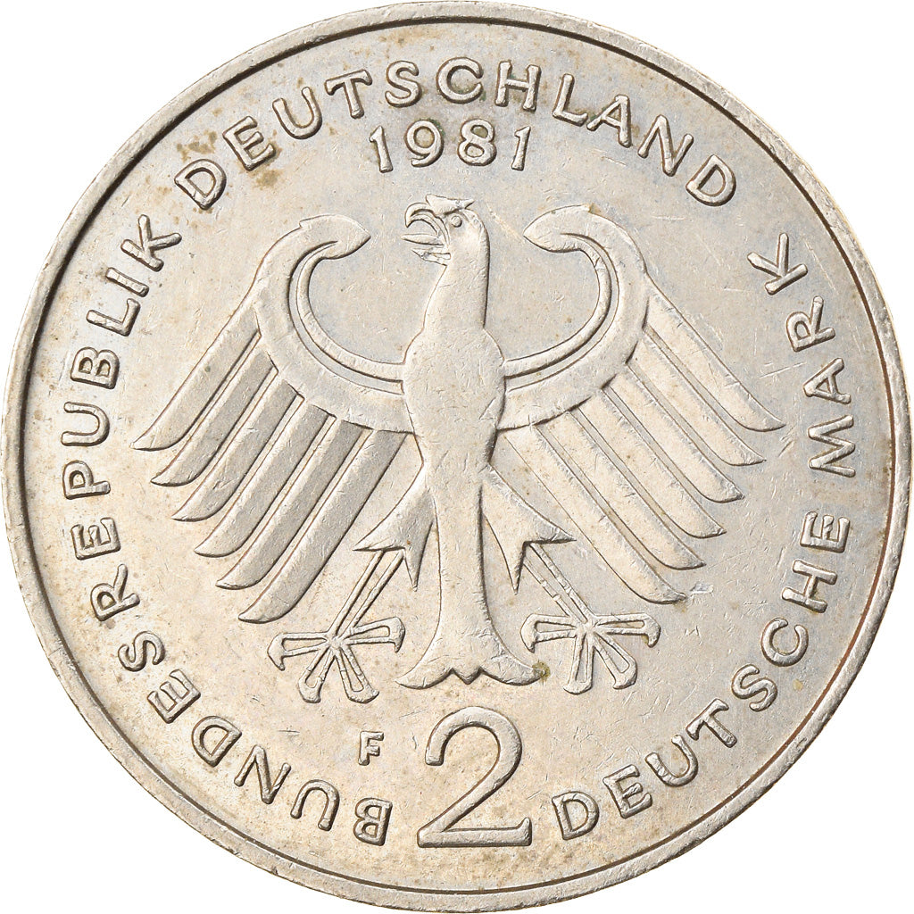 Münze, Bundesrepublik Deutschland, 2 Mark, 1981, Stuttgart, SS, Copper-Nickel