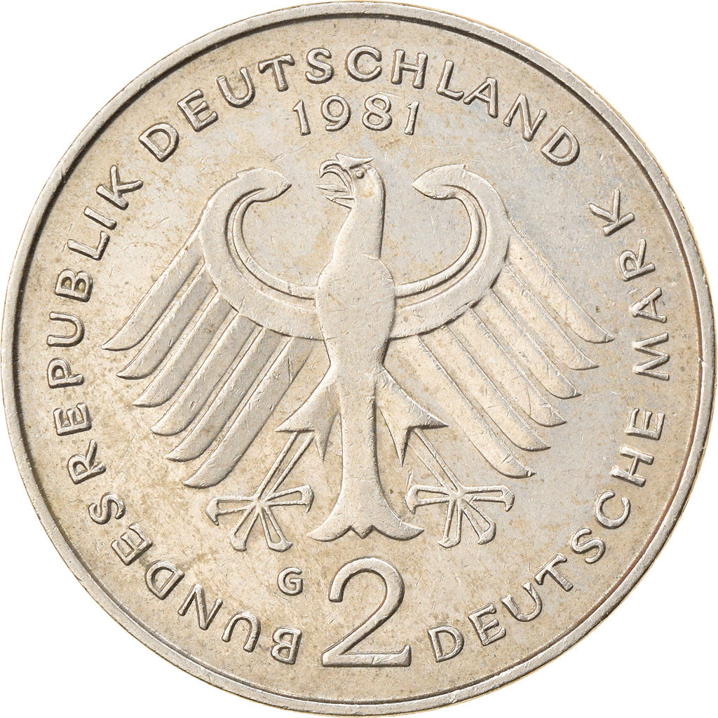 Coin, GERMANY - FEDERAL REPUBLIC, 2 Mark, 1981, Karlsruhe, EF(40-45)