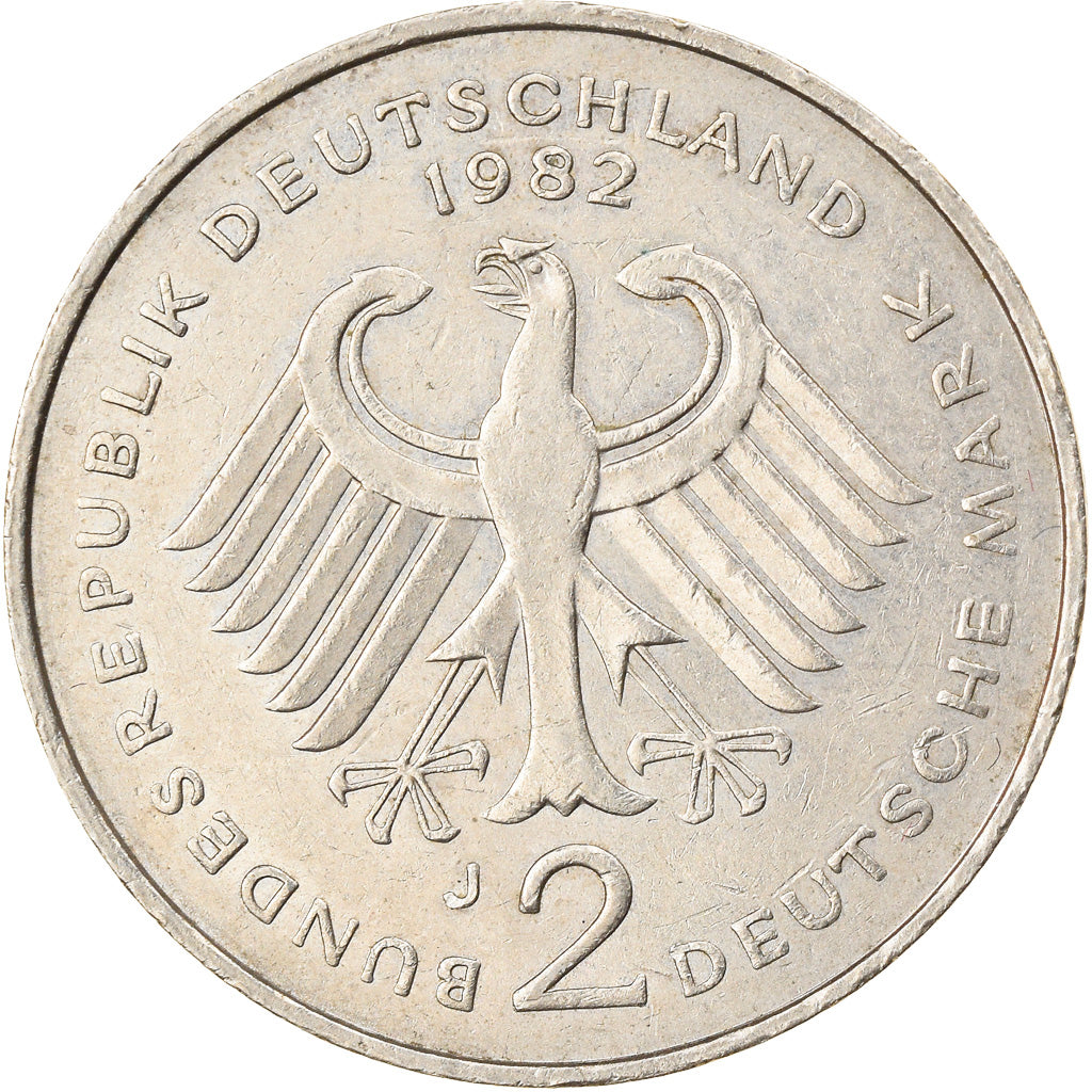 Coin, GERMANY - FEDERAL REPUBLIC, 2 Mark, 1982, Hambourg, EF(40-45)