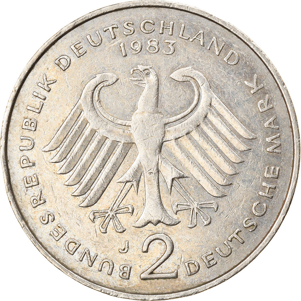 Coin, GERMANY - FEDERAL REPUBLIC, 2 Mark, 1983, Hambourg, EF(40-45)