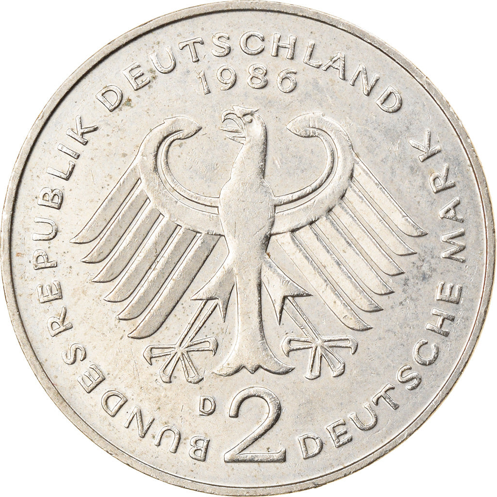 Coin, GERMANY - FEDERAL REPUBLIC, 2 Mark, 1986, Munich, EF(40-45), Copper-Nickel