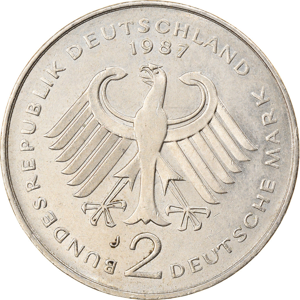 Coin, GERMANY - FEDERAL REPUBLIC, 2 Mark, 1987, Hambourg, EF(40-45)