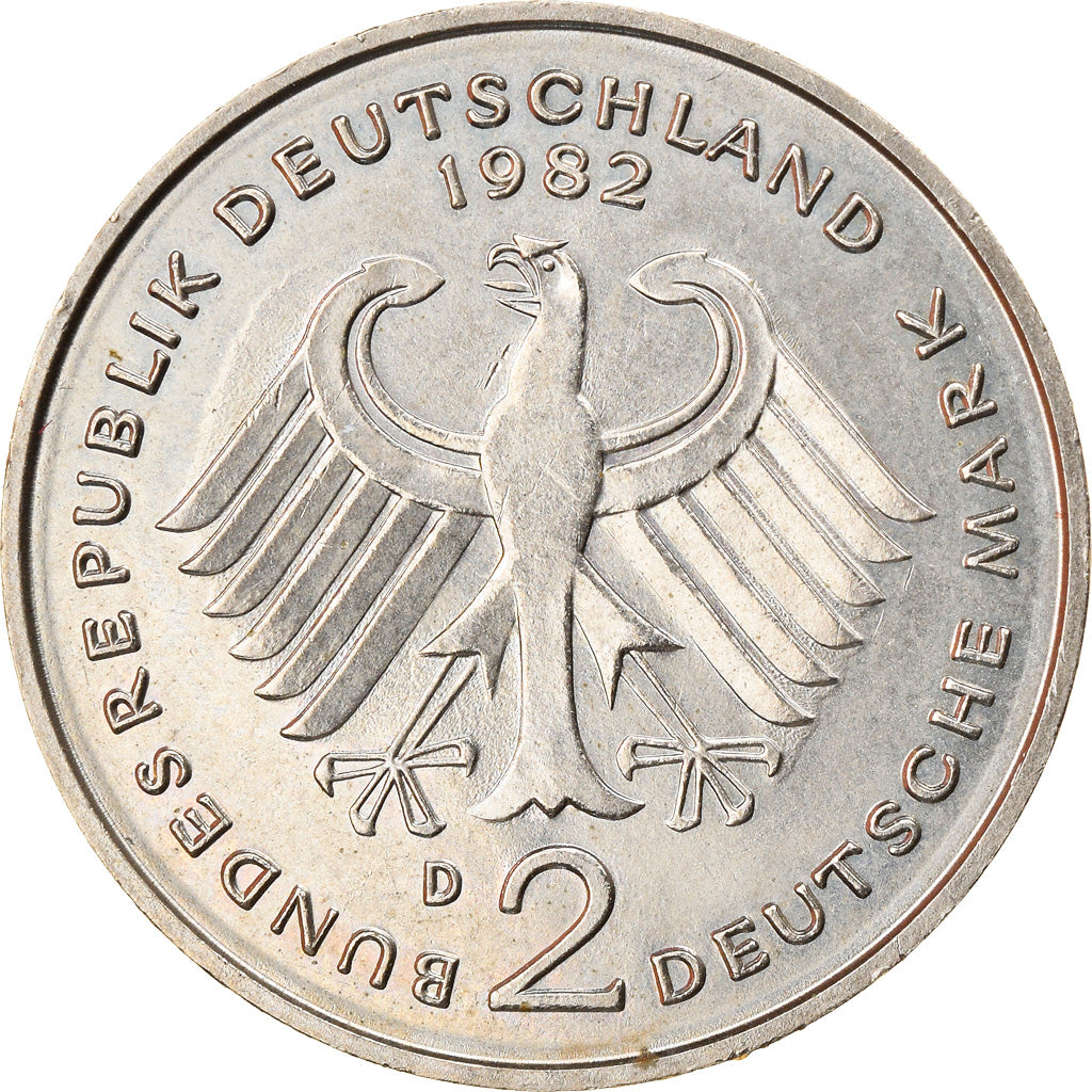 Coin, GERMANY - FEDERAL REPUBLIC, 2 Mark, 1982, Munich, AU(55-58), Copper-Nickel