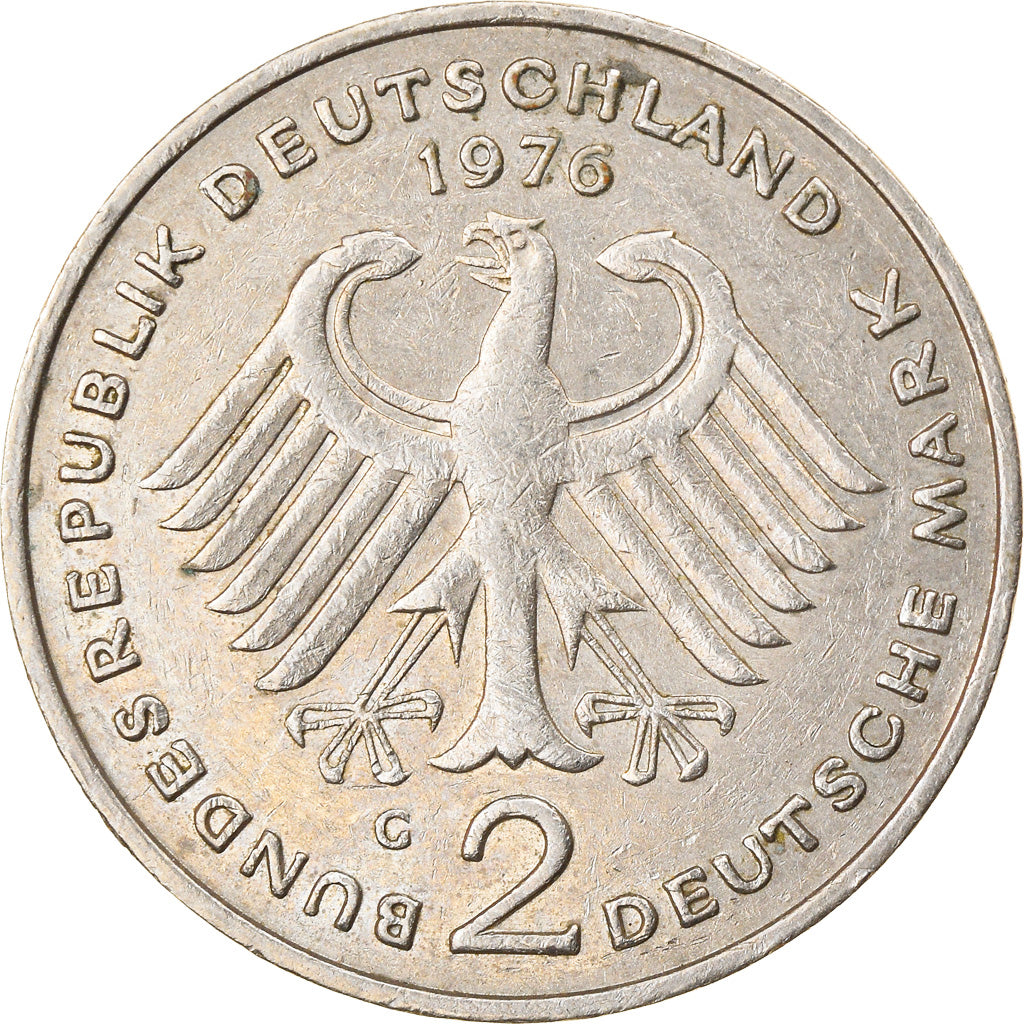 Coin, GERMANY - FEDERAL REPUBLIC, 2 Mark, 1976, Karlsruhe, EF(40-45)