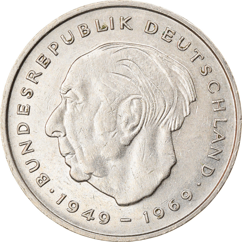 Moneta, GERMANIA - REPUBBLICA FEDERALE, 2 Mark, 1975, Karlsruhe, BB, Nichel
