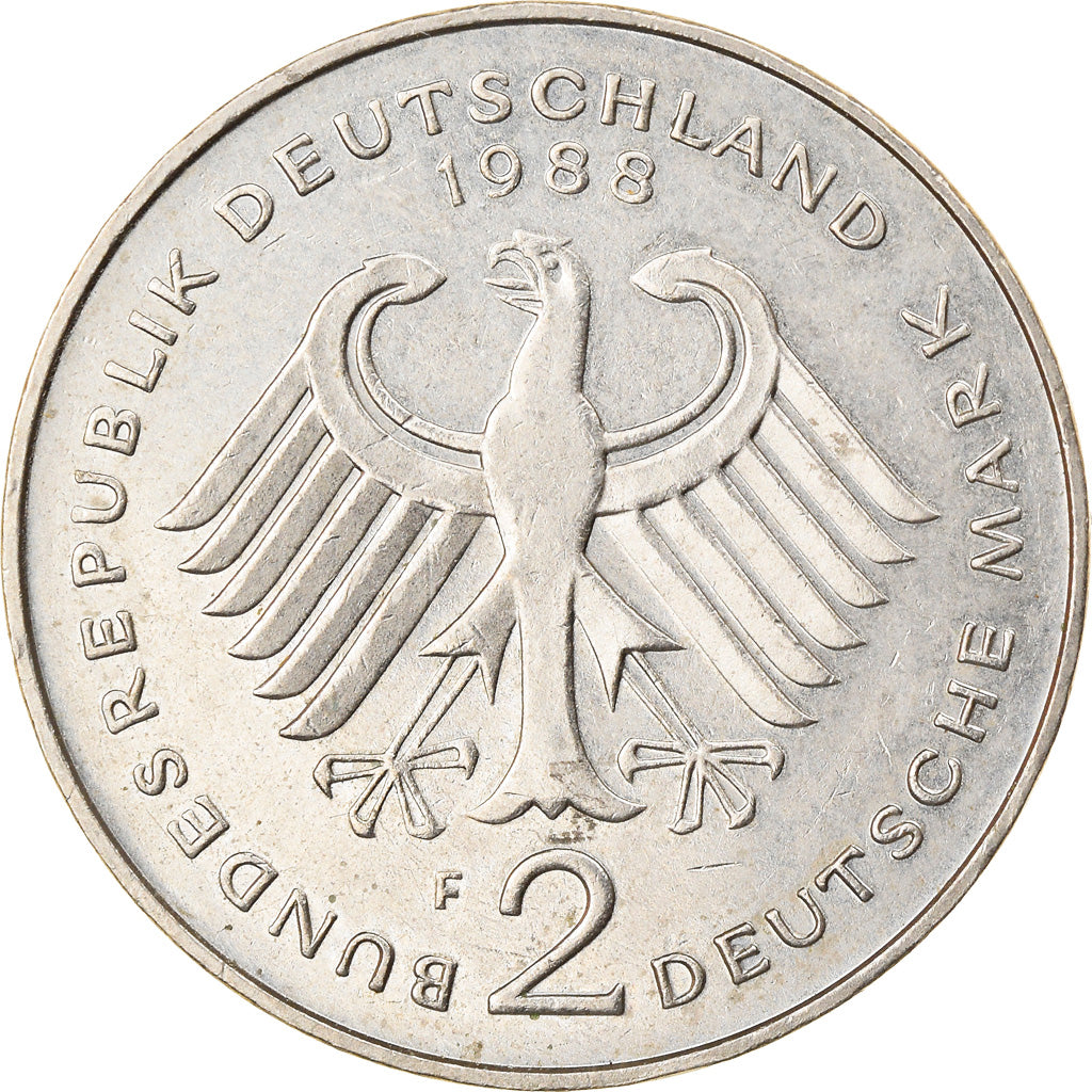 Coin, GERMANY - FEDERAL REPUBLIC, 2 Mark, 1988, Stuttgart, AU(55-58)
