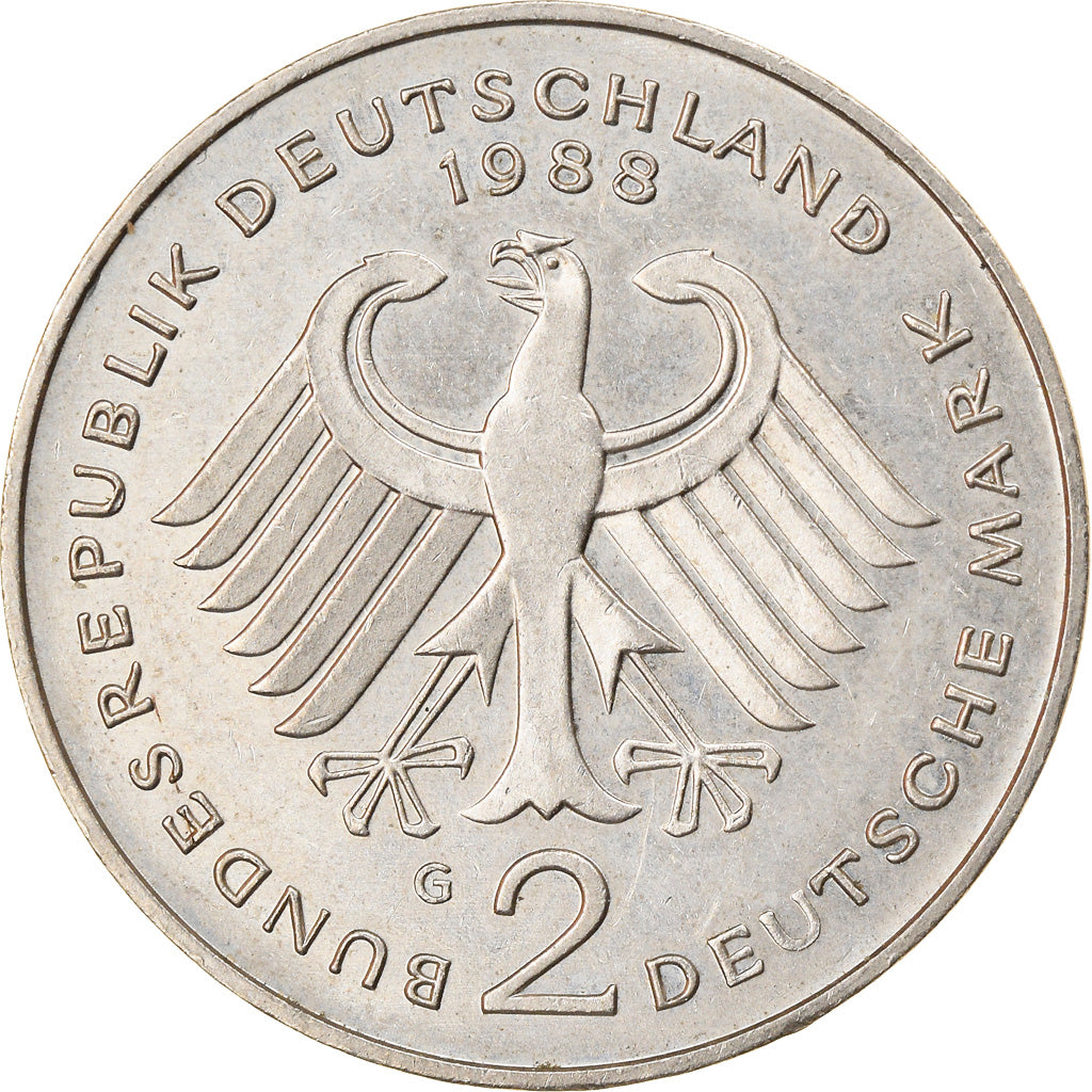 Coin, GERMANY - FEDERAL REPUBLIC, 2 Mark, 1988, Karlsruhe, AU(55-58)
