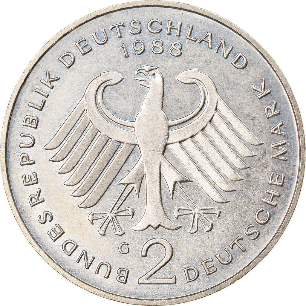 Coin, GERMANY - FEDERAL REPUBLIC, 2 Mark, 1988, Karlsruhe, AU(55-58)
