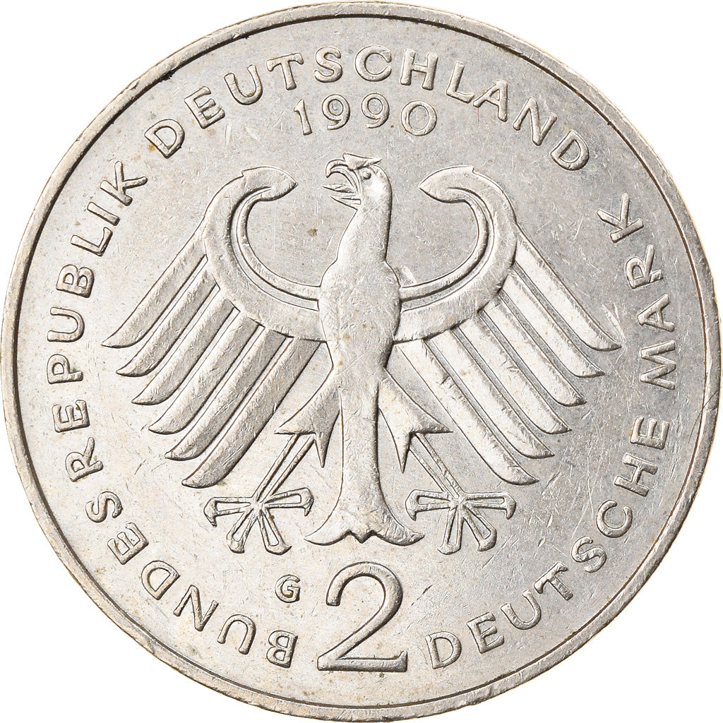 Coin, GERMANY - FEDERAL REPUBLIC, 2 Mark, 1990, Karlsruhe, EF(40-45)