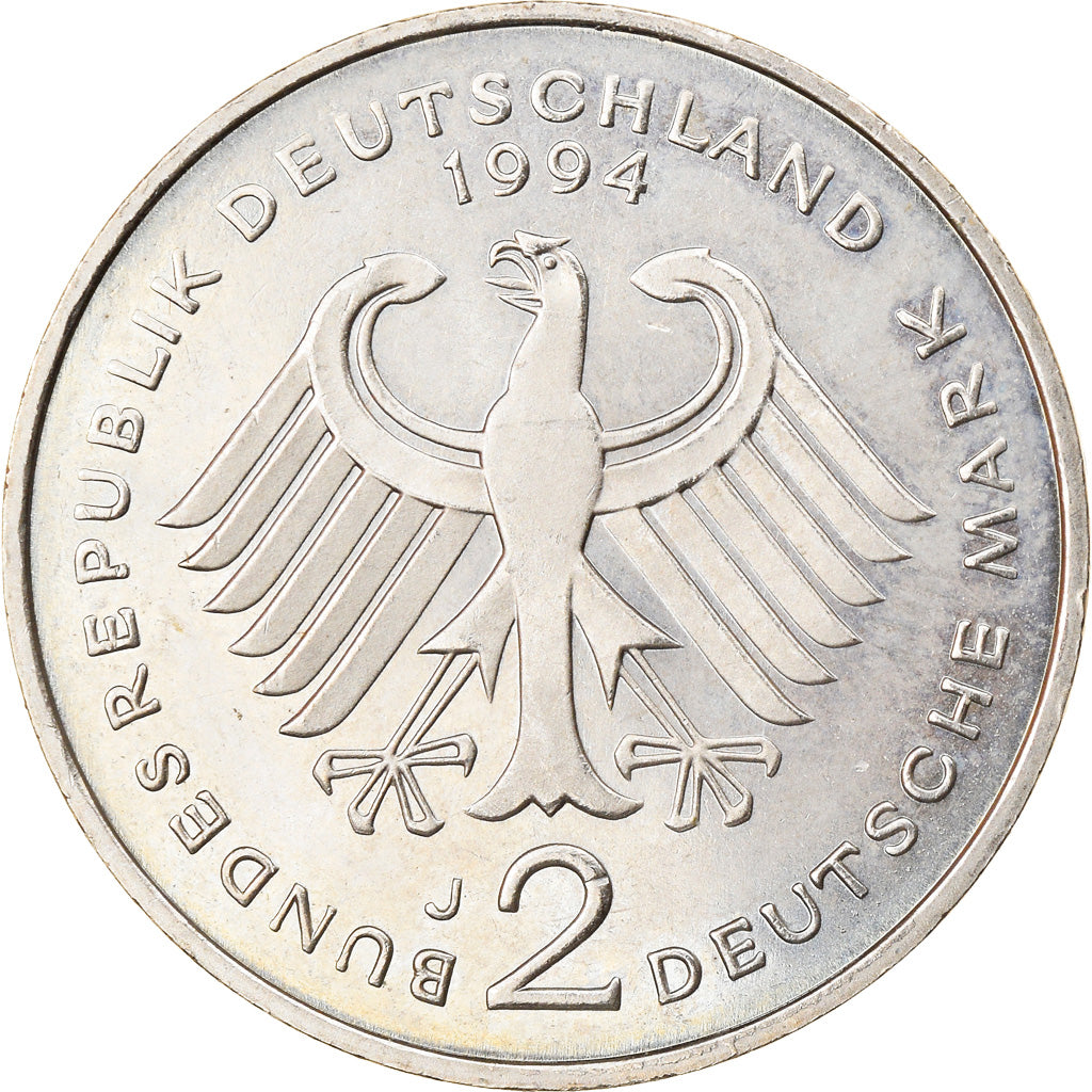 Coin, GERMANY - FEDERAL REPUBLIC, 2 Mark, 1994, Hambourg, AU(55-58)
