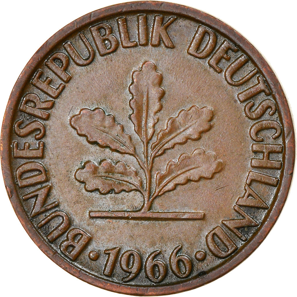 Moneta, GERMANIA - REPUBBLICA FEDERALE, 2 Pfennig, 1966, Karlsruhe, BB, Bronzo