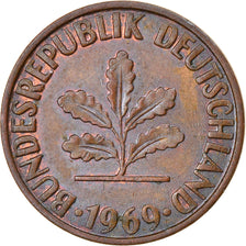 Coin, GERMANY - FEDERAL REPUBLIC, 2 Pfennig, 1969, Hambourg, EF(40-45), Copper