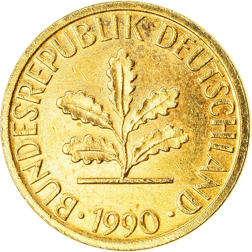 Moneta, GERMANIA - REPUBBLICA FEDERALE, Pfennig, 1990, Karlsruhe, golden, BB