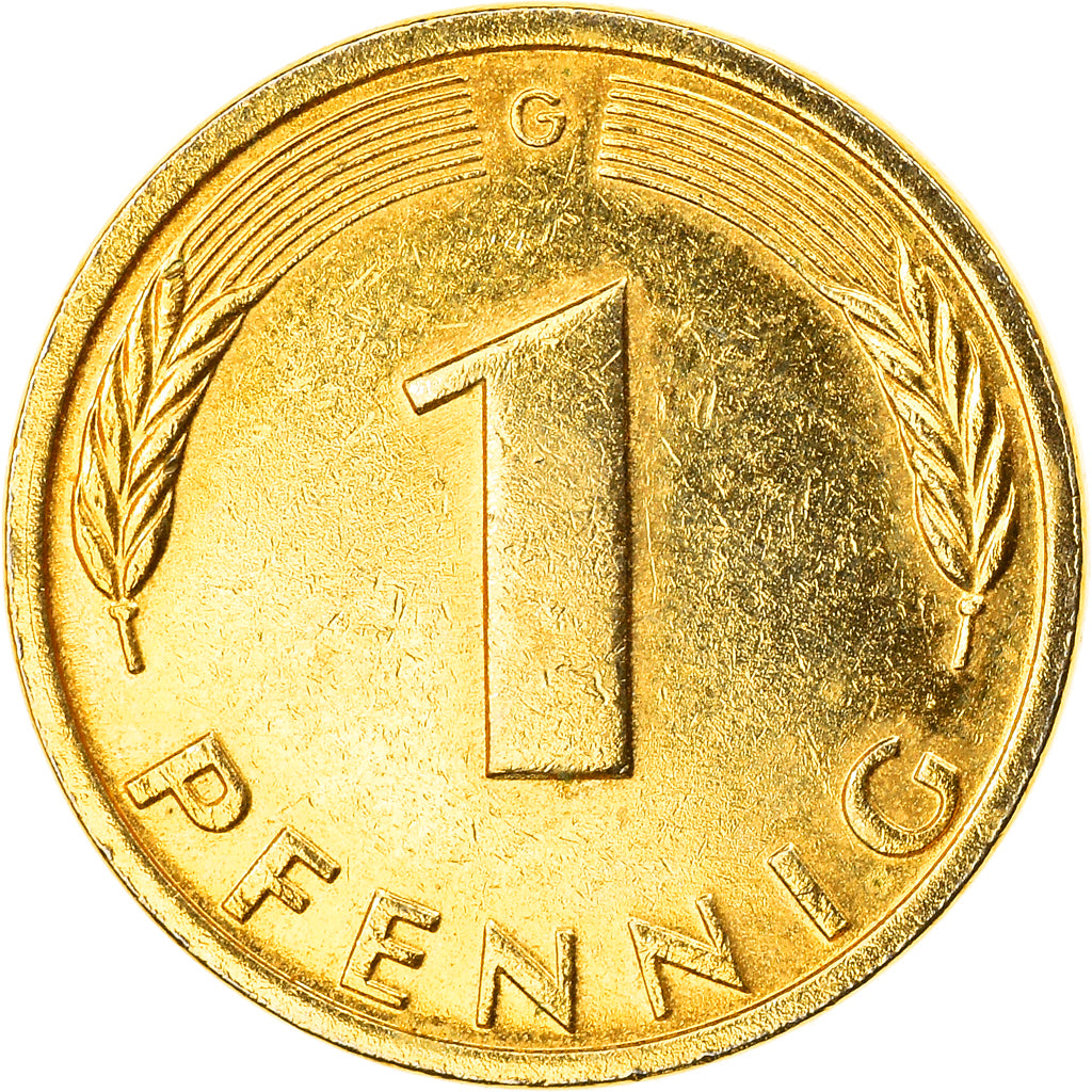 Moneta, GERMANIA - REPUBBLICA FEDERALE, Pfennig, 1990, Karlsruhe, golden, BB