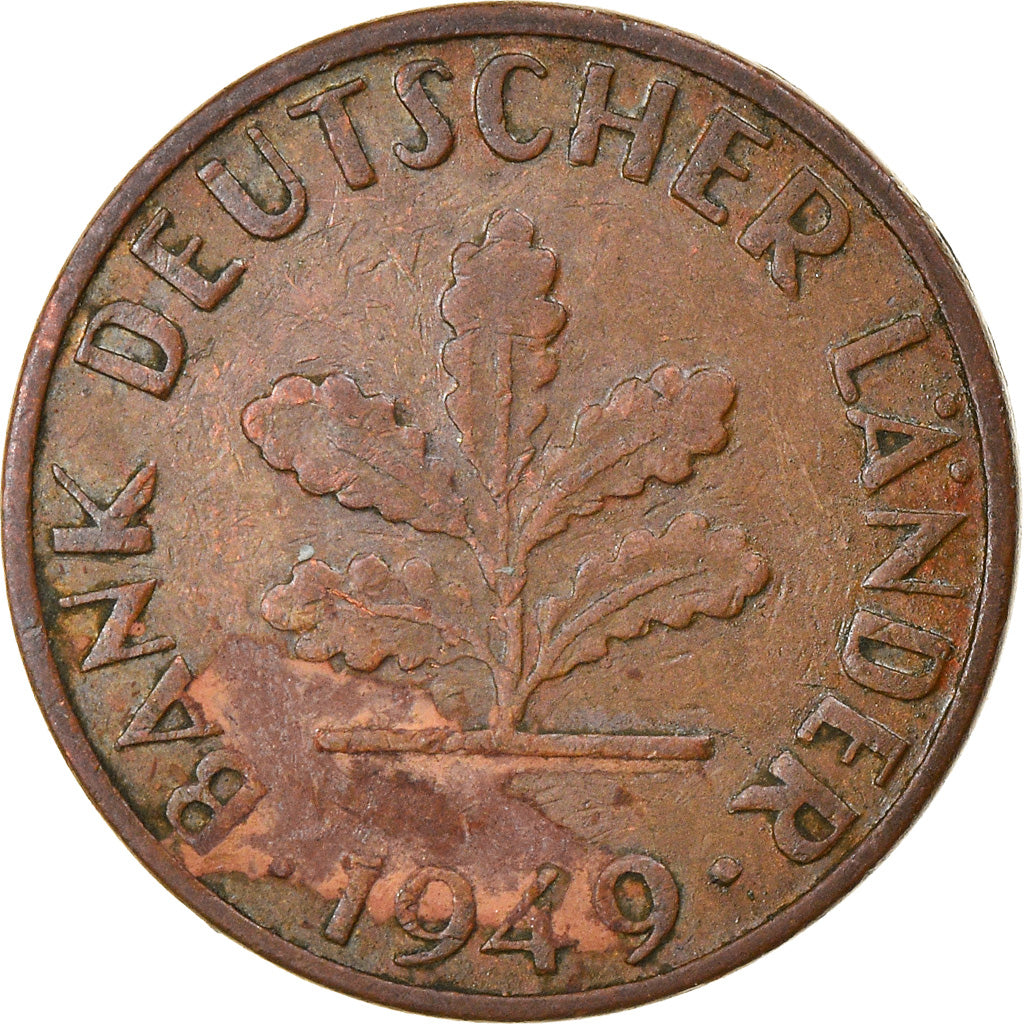 Moeda, ALEMANHA - REPÚBLICA FEDERAL, Pfennig, 1949, Hambourg, EF(40-45), Aço