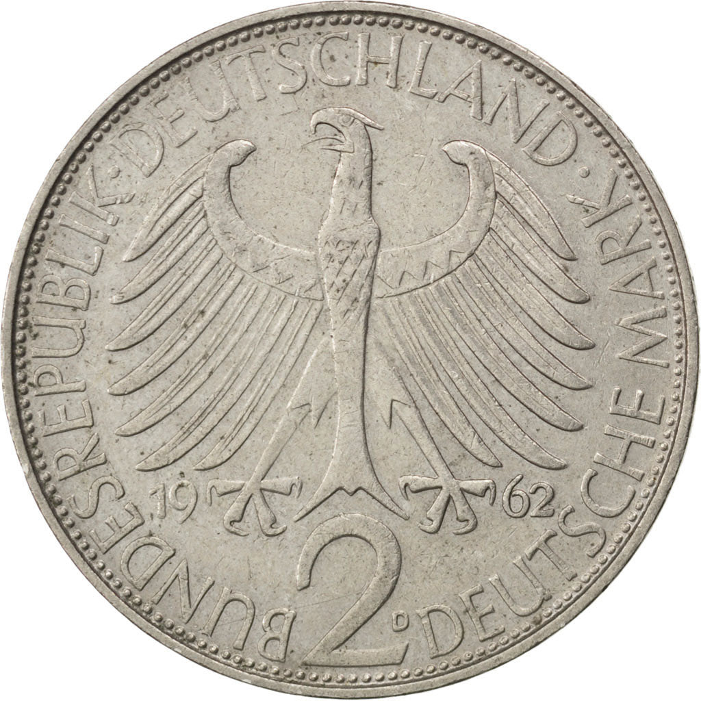 GERMANY - FEDERAL REPUBLIC, 2 Mark, 1962, Munich, KM #116, EF(40-45),...