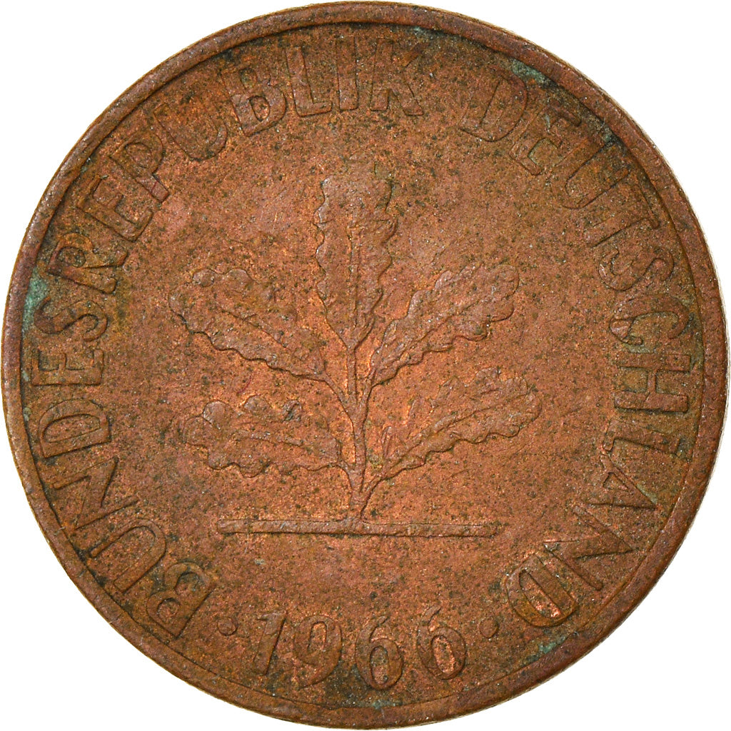 Moneda, ALEMANIA - REPÚBLICA FEDERAL, Pfennig, 1966, Hambourg, MBC, Cobre