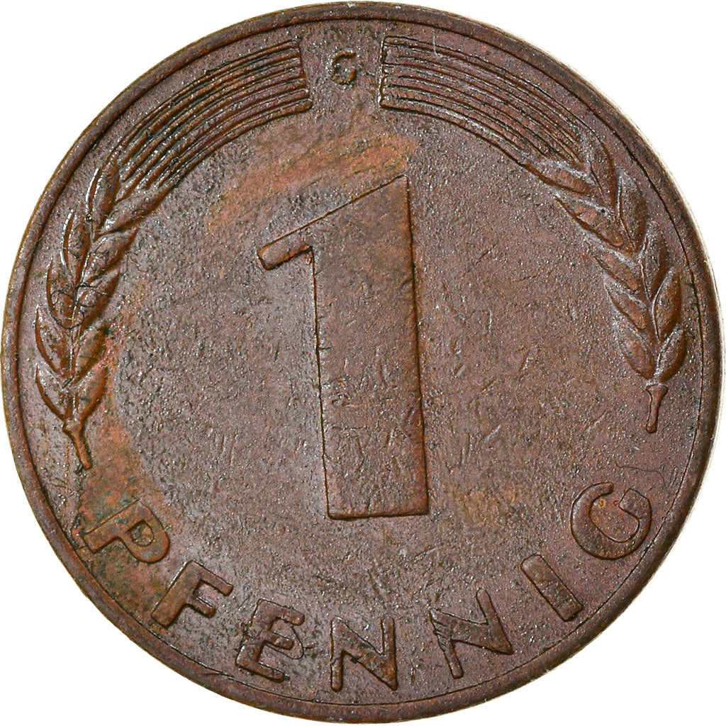Coin, GERMANY - FEDERAL REPUBLIC, Pfennig, 1967, Karlsruhe, EF(40-45), Copper