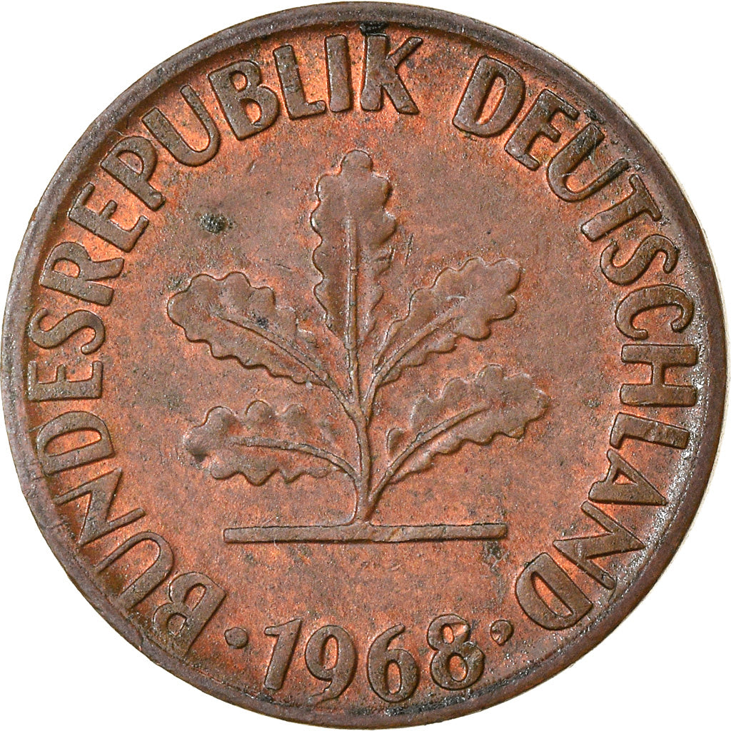 Monnaie, République fédérale allemande, Pfennig, 1968, Karlsruhe, TTB, Copper