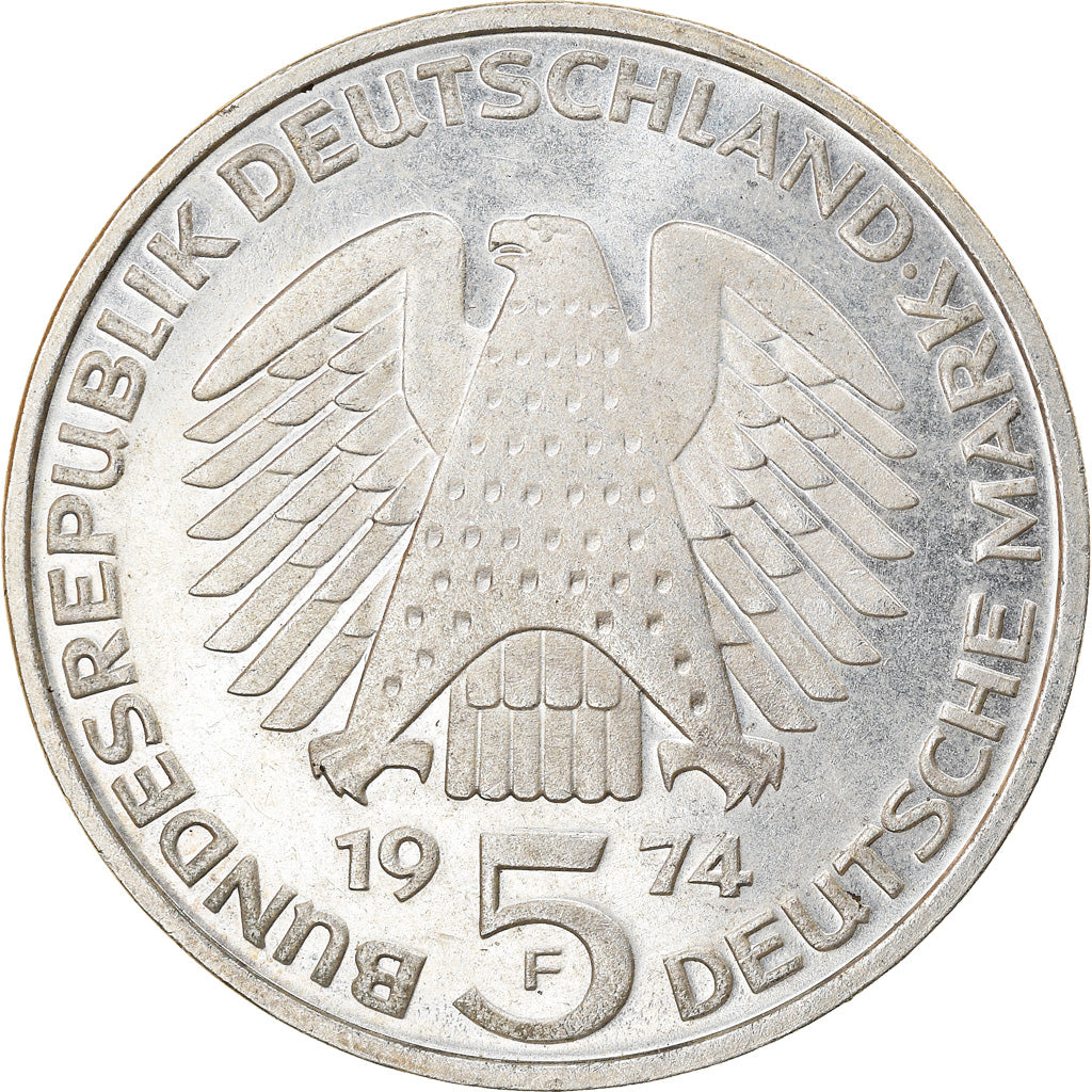 Münze, Bundesrepublik Deutschland, 5 Mark, 1974, Stuttgart, Germany, VZ