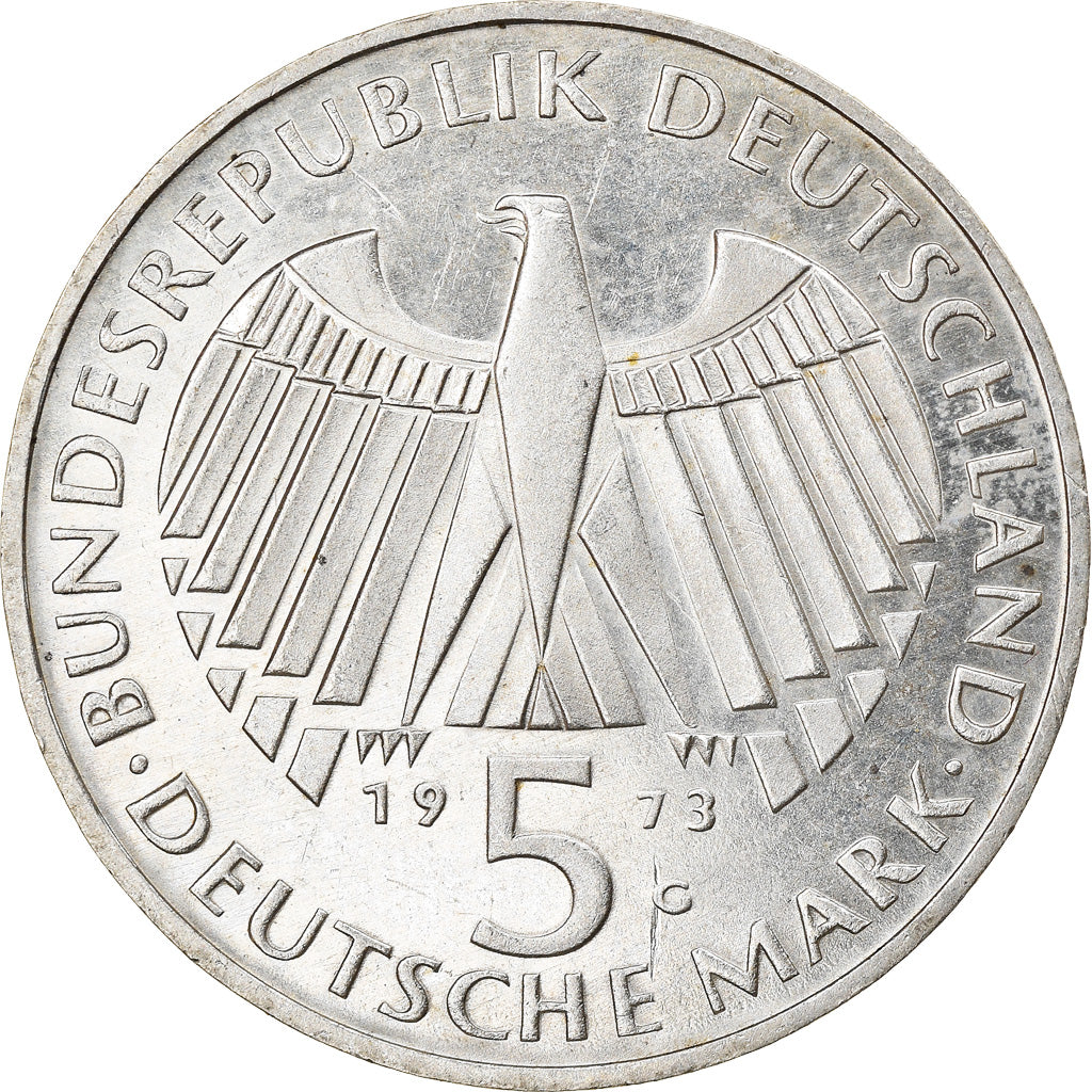 Coin, GERMANY - FEDERAL REPUBLIC, 5 Mark, 1973, Karlsruhe, Germany, AU(55-58)