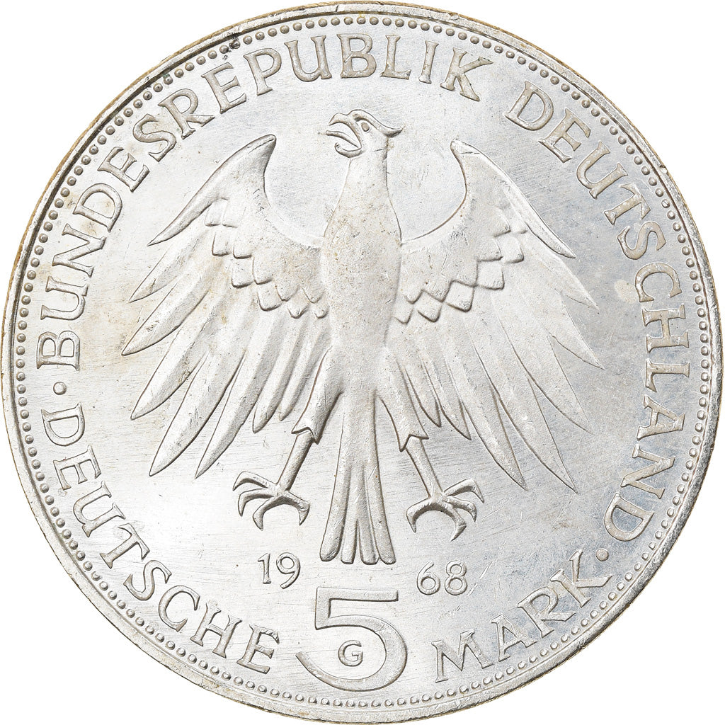 Monnaie, République fédérale allemande, 5 Mark, 1968, Karlsruhe, Germany