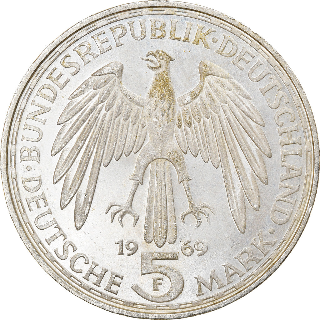 Moneta, GERMANIA - REPUBBLICA FEDERALE, 5 Mark, 1969, Stuttgart, Germany, SPL-