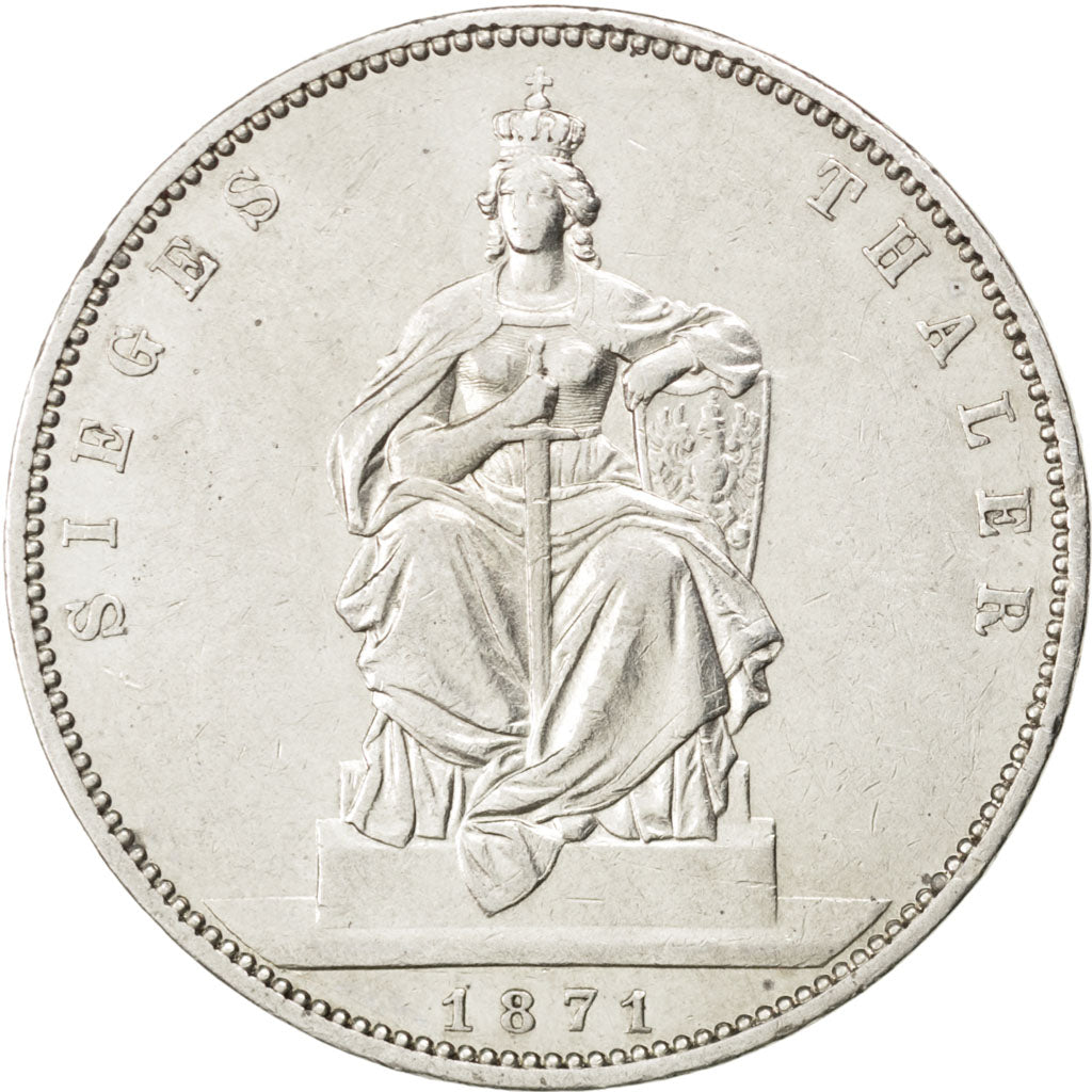 GERMAN STATES, Thaler, 1871, Berlin, KM #500, AU(50-53), Silver, 18.46