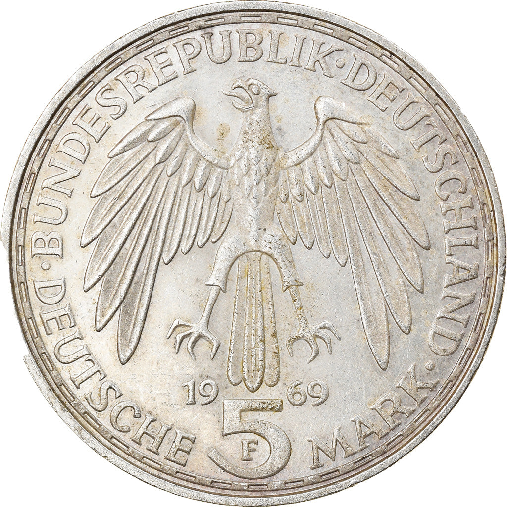 Coin, GERMANY - FEDERAL REPUBLIC, 5 Mark, 1969, Stuttgart, Germany, AU(55-58)