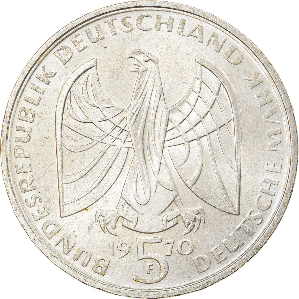 Coin, GERMANY - FEDERAL REPUBLIC, 5 Mark, 1970, Stuttgart, Germany, AU(55-58)