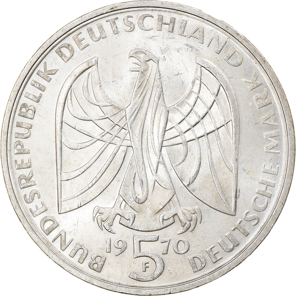 Coin, GERMANY - FEDERAL REPUBLIC, 5 Mark, 1970, Stuttgart, Germany, AU(55-58)