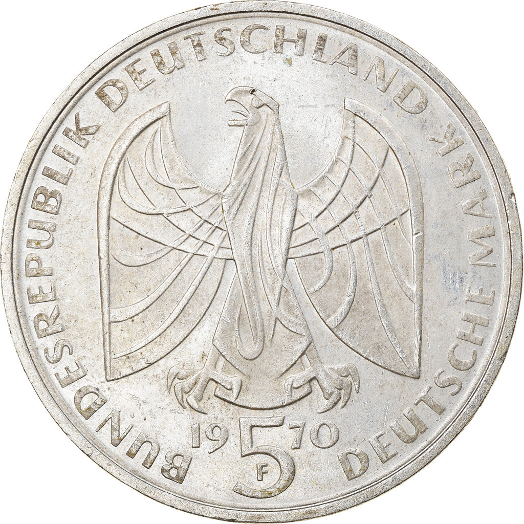 Coin, GERMANY - FEDERAL REPUBLIC, 5 Mark, 1970, Stuttgart, Germany, AU(55-58)